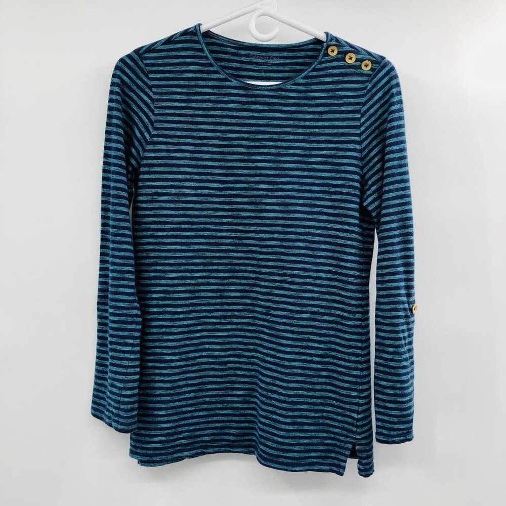 Coldwater Creek Striped Top Womens S8 Used Blue